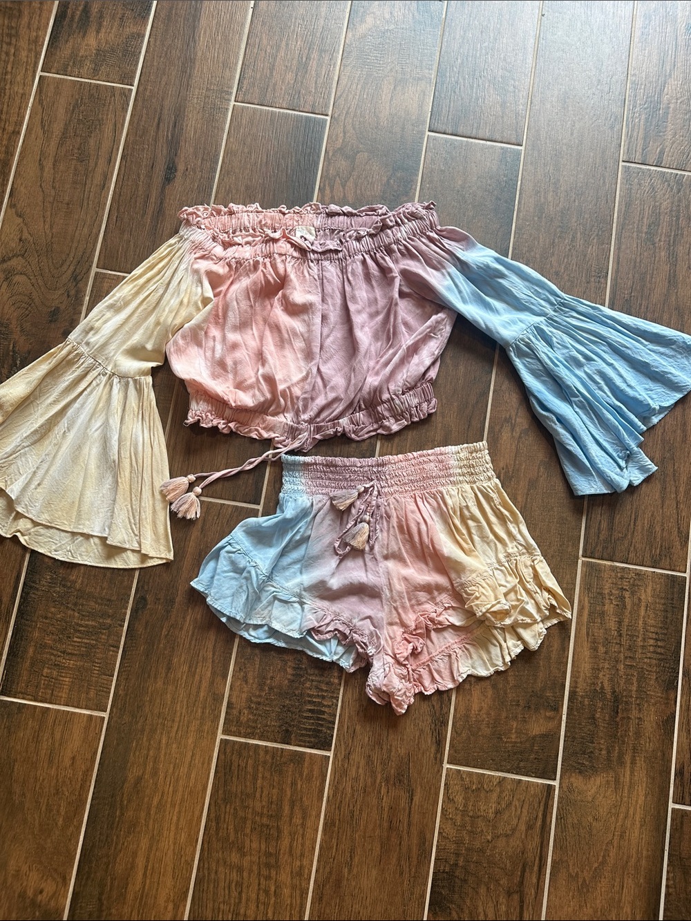 Surf Gypsy Girls Tie-Dye Two-Piece Set - Pink/Blue/Cream